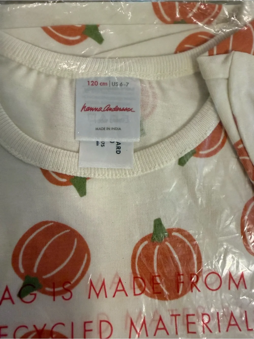 Hanna Andersson Girls Long Sleeve Pumpkin Print Dress for Fall Size Small
